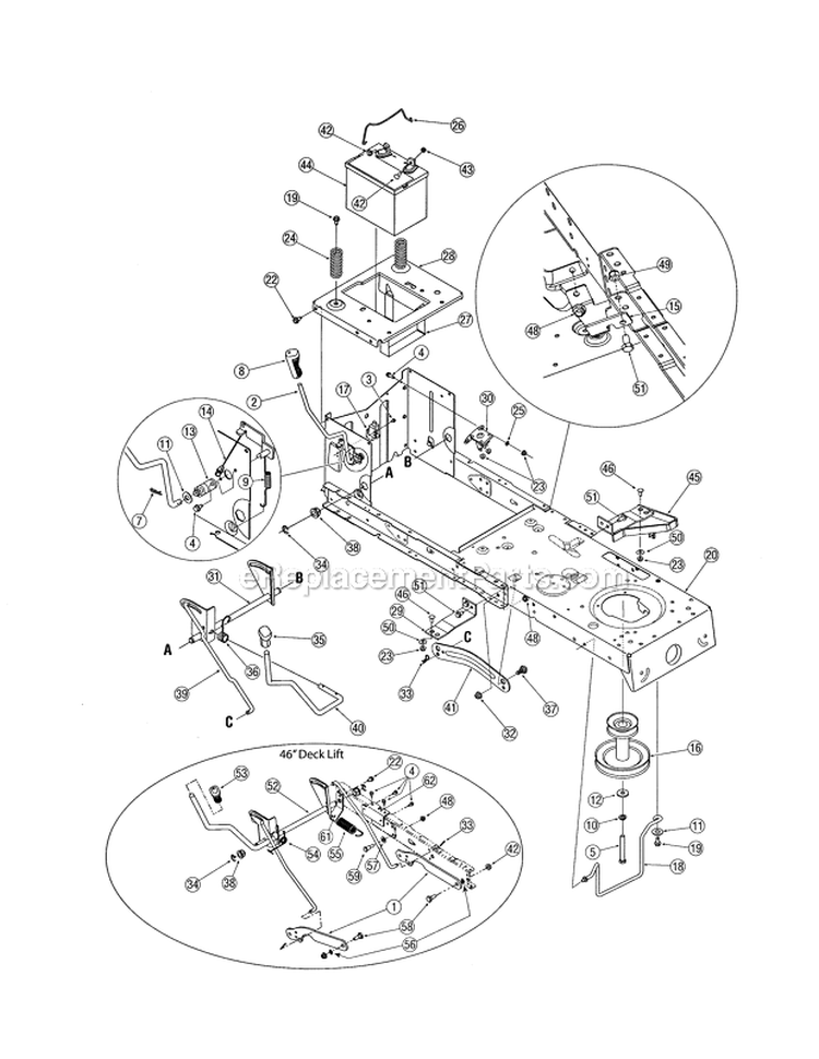 Frame Diagram and Parts List for 13AN771H729  Yard Man Lawn Tractor